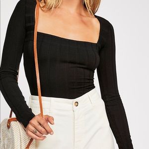 Free People black long sleeve bodysuit
